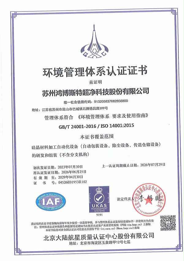 14001 Environmental Management System - Honbest